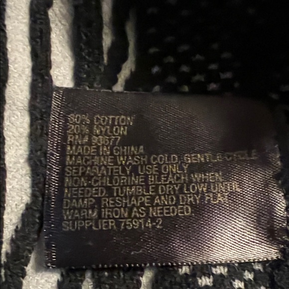 Worthington Black Embroidered Overlay Quarter Sleeve Sweater Diamond Pattern L - Picture 7 of 8